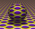 Sphere hovers above the surface. Abstract objects with petals pattern. Vector optical illusion illustration