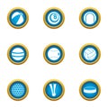 Sphere icons set, flat style