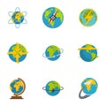 Sphere icons set, flat style