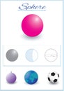 Sphere. Image of volumetric geometrical figure with examples of such objects form