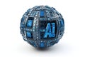 Sphere of interconnected circuits AI logo representing global technological advancements artificial intelligence systems
