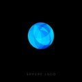 Sphere logo. Blue mosaic sphere on dark background. Water emblem. Globe icon.