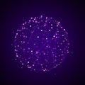 Sphere made up of points and lines on violet background. Network connection structure. Big data visualization. 3d rendering Royalty Free Stock Photo