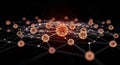 Abstract Golden Sphere Network Connection with Glowing Structure Background, Generate AI Royalty Free Stock Photo