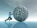 Man pushing a sphere of numbers Royalty Free Stock Photo