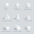 Sphere and Octahedron Set Vector Illustration