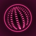 Sphere particles in bright red color - abstract illustration on a dark background. Science and technology concept