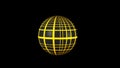 Sphere rotate yellow gride texture 3d rendering