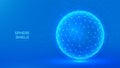Sphere shield. Abstract low polygonal Sphere on blue background. Protection shield. Abstract cyberspace technology concept of Royalty Free Stock Photo