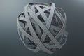 Sphere of tangled roads, on grey background. Abstract road knot. Concept travel, transportation. 3D illustration