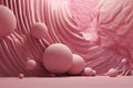 Spheres above pink waves