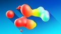 Spheres or balls merge like liquid wax drops or metaballs in-air. Liquid gradient of rainbow colors on beautiful drops Royalty Free Stock Photo