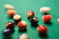 Spheres scatter on a billiard table. Royalty Free Stock Photo