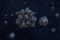 Spheres with the textured surface, random distributed, 3d rendering Royalty Free Stock Photo