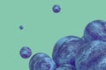 Spheres with the textured surface, random distributed, 3d rendering Royalty Free Stock Photo