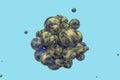 Spheres with the textured surface, random distributed, 3d rendering Royalty Free Stock Photo