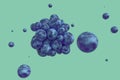 Spheres with the textured surface, random distributed, 3d rendering Royalty Free Stock Photo