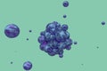 Spheres with the textured surface, random distributed, 3d rendering Royalty Free Stock Photo