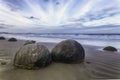 Spheric Moeraki Boulders on the Eastern coast of New Zealand