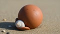 Attached to it is a small white seashell that mimics a snail s Royalty Free Stock Photo