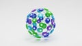 Spherical 3D Network Structure with Colorful Circles and Connecting Lines image photo Royalty Free Stock Photo