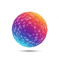 A spherical 3D object composed of intersecting triangular facets, creating a Royalty Free Stock Photo