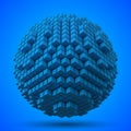 Spherical data block. made with blue cubes. 3d pixel style vector illustration. Royalty Free Stock Photo