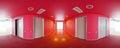 Spherical 360 degrees panorama projection, interior empty red room in modern flat apartments. Royalty Free Stock Photo