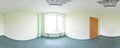 Spherical 360 degrees panorama projection, panorama in interior empty room in modern flat apartments green tone. Royalty Free Stock Photo