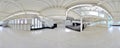 Spherical 360 degrees panorama projection, panorama in interior empty corridor room in light colors with stairs and metal structur