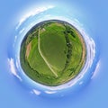 Spherical panorama of nature landscape. Little planet panorana Royalty Free Stock Photo