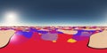 Spherical 360 degrees seamless panorama with a colored landscape