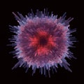Spherical digital artwork composed of numerous elongated rectangular prisms