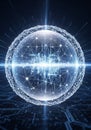A spherical digital structure showcases an intricate network of Royalty Free Stock Photo