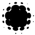 Spherical distortion halftone dots element. Orb, ball deform on bulge, bump speckles, polka-dots and screentone.Pointillist,