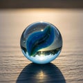 A spherical glass marble with a smooth surface and a reflective Royalty Free Stock Photo