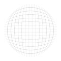 Spherical, globular mesh, grid. Convex, bulbous, circular pattern. Lines forming a circle. Protrude, inflate distortion,