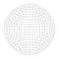 Spherical, globular mesh, grid. Convex, bulbous, circular pattern. Lines forming a circle. Protrude, inflate distortion,
