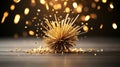 A spherical, gold-colored object composed of numerous spikes radiates from a Royalty Free Stock Photo