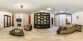spherical hdri 360 panorama in interior of vip guest room hall in apartment or hotel with sofa table armchairs and tv in