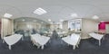 spherical 360 hdri panorama in room with set tables and glasses for wine tasting in equirectangular seamless projection Royalty Free Stock Photo