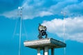 Spherical meteorological sunshine recorder heliograph at the weather station against the sky Royalty Free Stock Photo