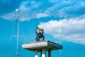 Spherical meteorological sunshine recorder heliograph at the weather station against the sky Royalty Free Stock Photo