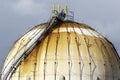 Spherical Natural Gas Tank in the Petrochemical Industry in daylight, Gijon, Asturias, Spain