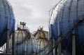 Spherical Natural Gas Tank in the Petrochemical Industry in daylight, Gijon, Asturias, Spain