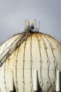 Spherical Natural Gas Tank in the Petrochemical Industry in daylight, Gijon, Asturias, Spain