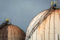 Spherical Natural Gas Tank in the Petrochemical Industry in daylight, Gijon, Asturias, Spain