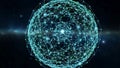 Spherical network of interconnected nodes and lines forms an Royalty Free Stock Photo