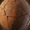 A spherical object resembles cracked, parched earth, displaying a textured surface of Royalty Free Stock Photo