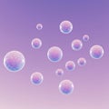 Spherical objects float against a smooth gradient background shifting from lilac to Royalty Free Stock Photo